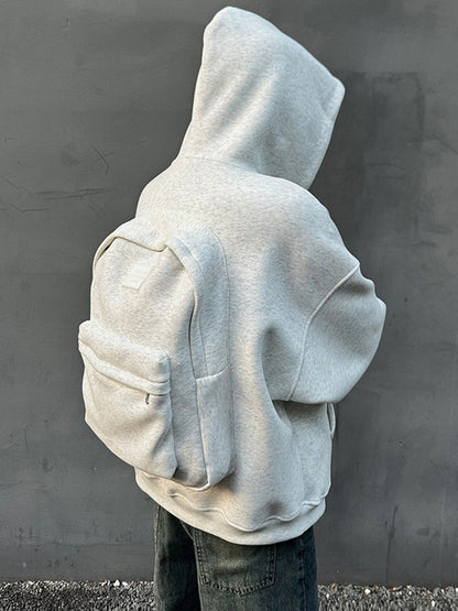 Oversized hoodie with built-in backpack